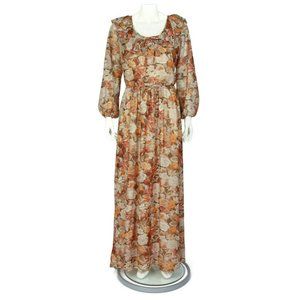 Vintage 70s COCO California Prairie Cottagecore Ruffle Floral Maxi Dress S/M 570